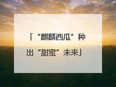 “麒麟西瓜”种出“甜蜜”未来
