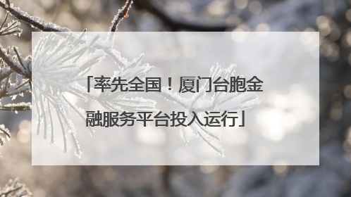 率先全国！厦门台胞金融服务平台投入运行