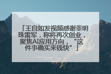 王自如发视频感谢董明珠雷军，称将再次创业，聚焦AI应用方向，“这件事确实来钱快”