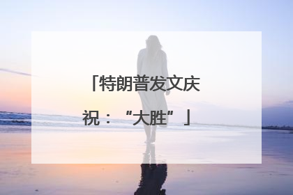 特朗普发文庆祝：“大胜”