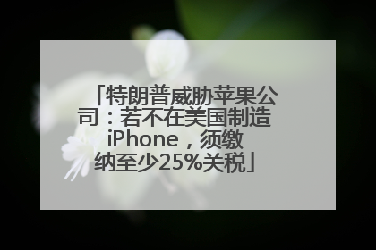 特朗普威胁苹果公司：若不在美国制造iPhone，须缴纳至少25%关税