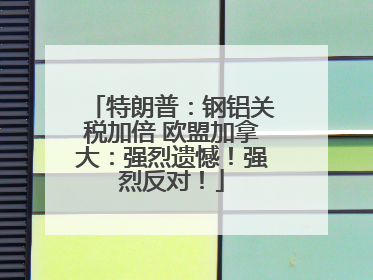 特朗普：钢铝关税加倍 欧盟加拿大：强烈遗憾！强烈反对！
