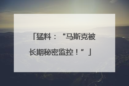 猛料：“马斯克被长期秘密监控！”