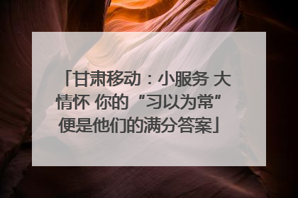 甘肃移动：小服务 大情怀 你的“习以为常”便是他们的满分答案