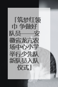 筑梦红领巾 争做好队员——安徽省龙亢农场中心小学举行少先队新队员入队仪式