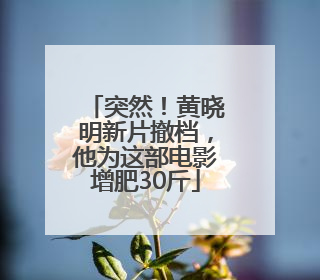 突然！黄晓明新片撤档，他为这部电影增肥30斤