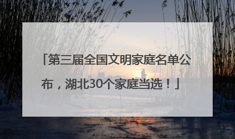 第三届全国文明家庭名单公布，湖北30个家庭当选！