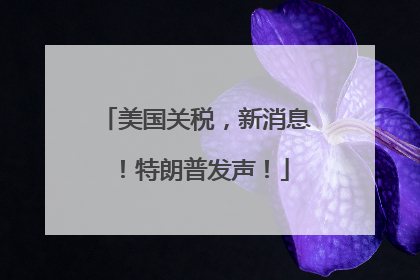 美国关税，新消息！特朗普发声！