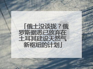 俄土没谈拢？俄罗斯据悉已放弃在土耳其建设天然气新枢纽的计划