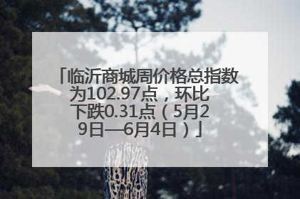 临沂商城周价格总指数为102.97点，环比下跌0.31点（5月29日—6月4日）