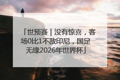 世预赛｜没有惊喜，客场0比1不敌印尼，国足无缘2026年世界杯