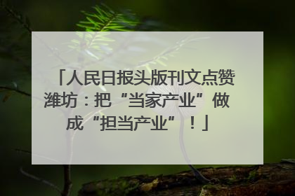 人民日报头版刊文点赞潍坊：把“当家产业”做成“担当产业”！