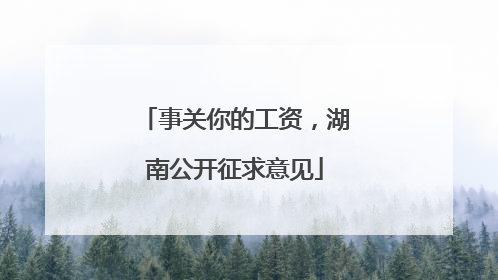 事关你的工资，湖南公开征求意见