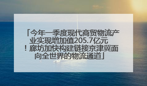今年一季度现代商贸物流产业实现增加值205.7亿元！廊坊加快构建链接京津冀面向全世界的物流通道