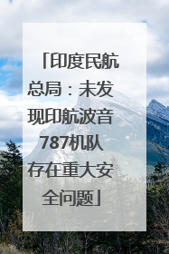 印度民航总局：未发现印航波音787机队存在重大安全问题