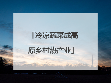 冷凉蔬菜成高原乡村热产业