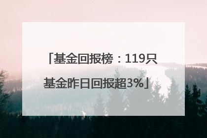 基金回报榜：119只基金昨日回报超3%