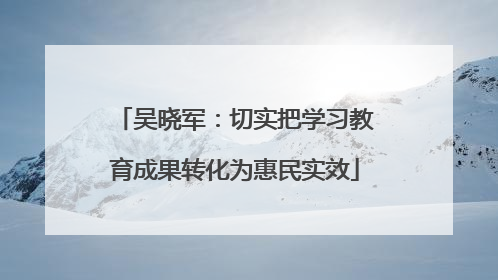 吴晓军：切实把学习教育成果转化为惠民实效