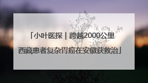 小叶医探｜跨越2000公里 西藏患者复杂胃癌在安徽获救治