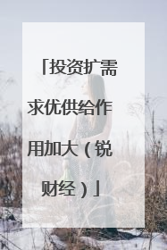 投资扩需求优供给作用加大（锐财经）