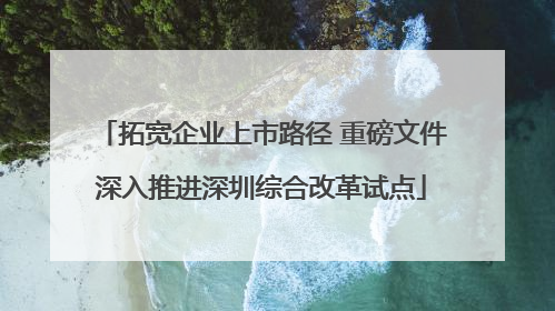 拓宽企业上市路径 重磅文件深入推进深圳综合改革试点