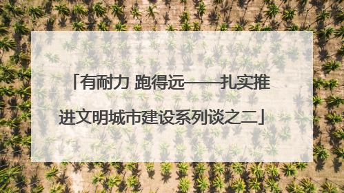 有耐力 跑得远——扎实推进文明城市建设系列谈之二
