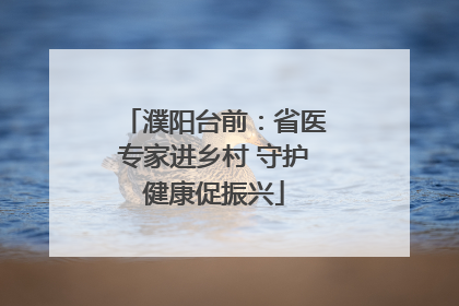 濮阳台前：省医专家进乡村 守护健康促振兴