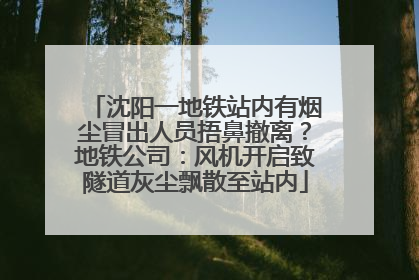 沈阳一地铁站内有烟尘冒出人员捂鼻撤离？地铁公司：风机开启致隧道灰尘飘散至站内