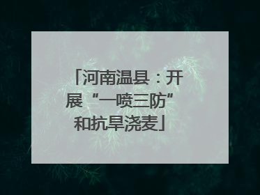 河南温县：开展“一喷三防”和抗旱浇麦