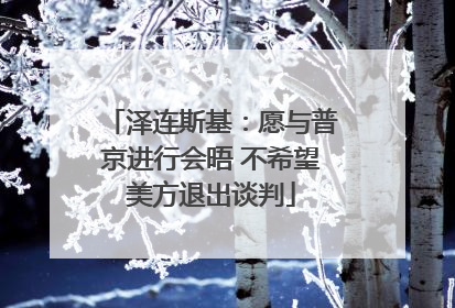泽连斯基：愿与普京进行会晤 不希望美方退出谈判