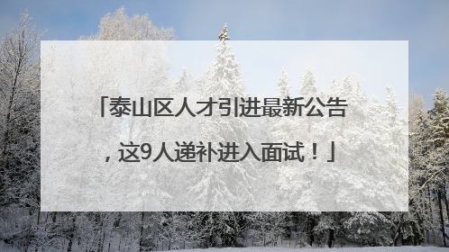 泰山区人才引进最新公告，这9人递补进入面试！