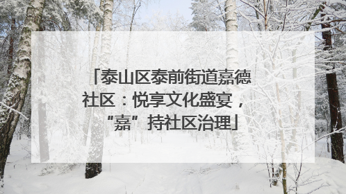 泰山区泰前街道嘉德社区：悦享文化盛宴，“嘉”持社区治理