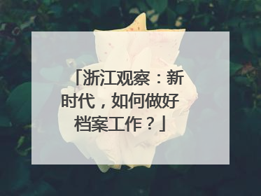 浙江观察：新时代，如何做好档案工作？