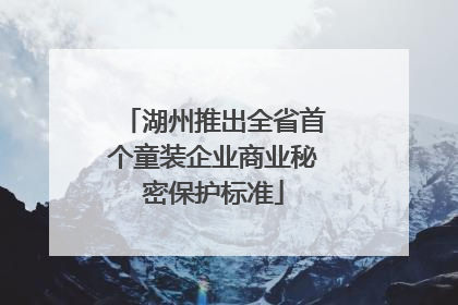 湖州推出全省首个童装企业商业秘密保护标准
