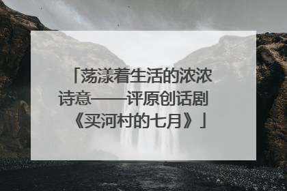 荡漾着生活的浓浓诗意——评原创话剧《买河村的七月》