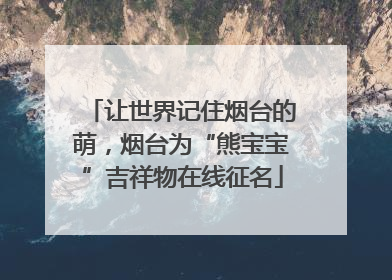 让世界记住烟台的萌，烟台为“熊宝宝”吉祥物在线征名