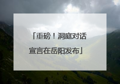 重磅！洞庭对话宣言在岳阳发布