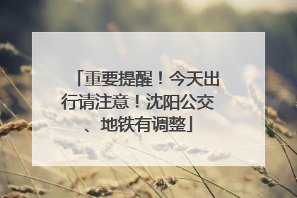 重要提醒！今天出行请注意！沈阳公交、地铁有调整