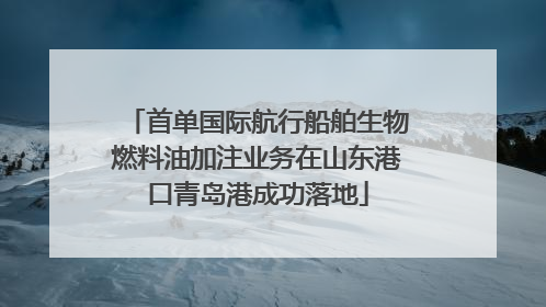 首单国际航行船舶生物燃料油加注业务在山东港口青岛港成功落地