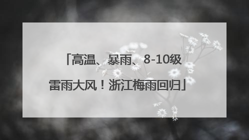 高温、暴雨、8-10级雷雨大风！浙江梅雨回归