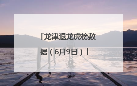 龙津退龙虎榜数据（6月9日）